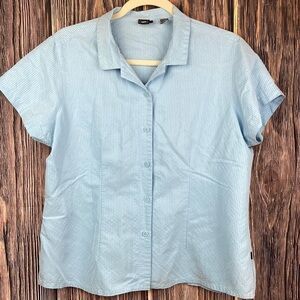 Woman’s REI Blue Button-Down Short Sleeve Blouse- Size Large